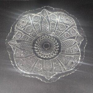 EAPG Glentec AKA Paneled Daisies by Mckee Circa 1910 Clear Serving Bowl Antique